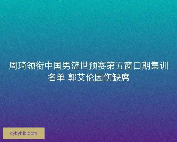 周琦领衔中国男篮世预赛第五窗口期集训名单 郭艾伦因伤缺席