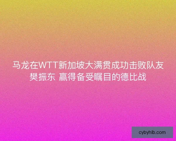 马龙在WTT新加坡大满贯成功击败队友樊振东 赢得备受瞩目的德比战